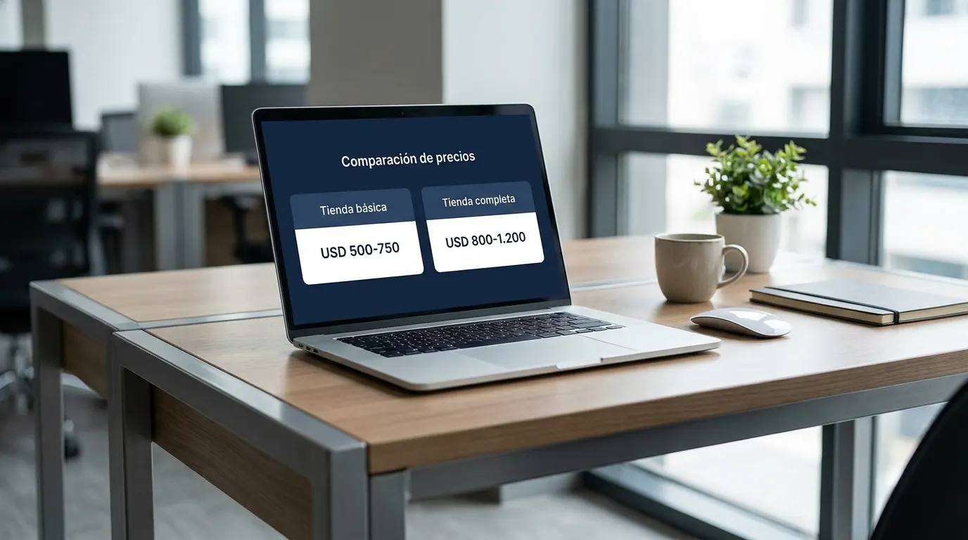 Tabla de precios reales de una tienda online en Argentina según tamaño de catálogo