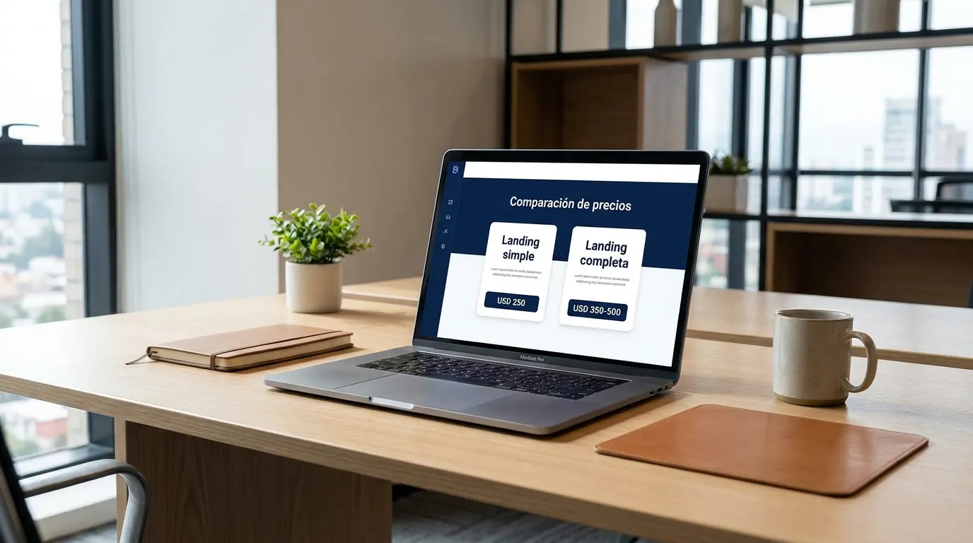 Tabla de precios reales de landing page en Argentina según tipo