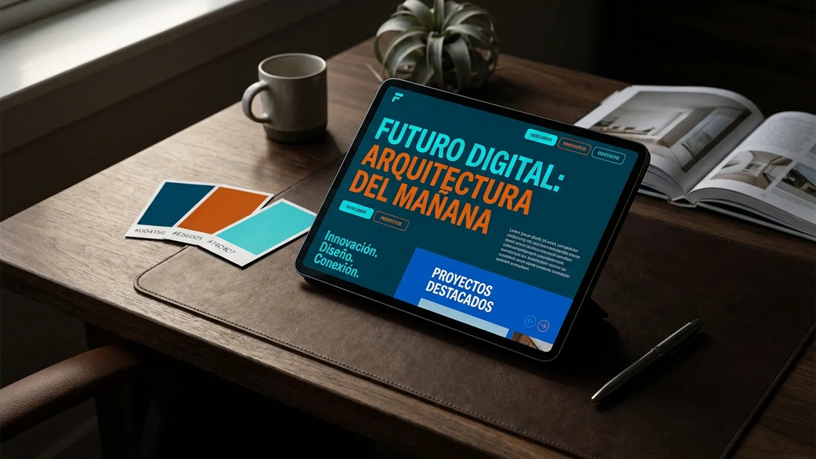 Diseño web con identidad propia: tipografía característica y paleta limitada, no plantillas genéricas
