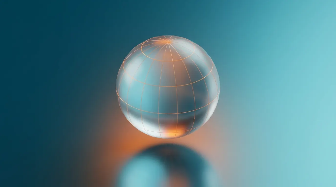 Globo terráqueo de vidrio representando la cobertura en Argentina y el exterior