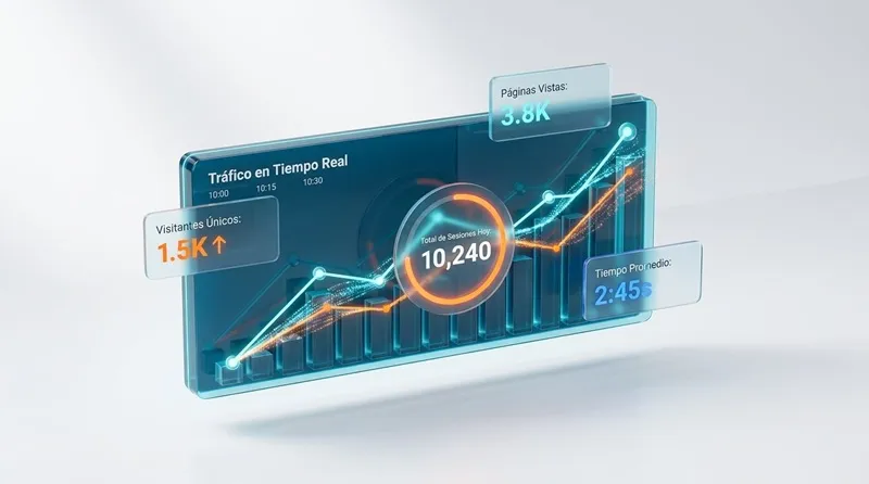 Panel de Google Analytics 4 y Tag Manager midiendo conversiones de una página web